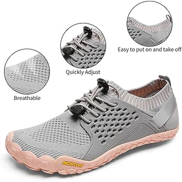 Nortiv8 Women Size 8 Treklady Gray Peach Slide On Barefoot Quick Dry Water Shoes - Picture 2 of 9